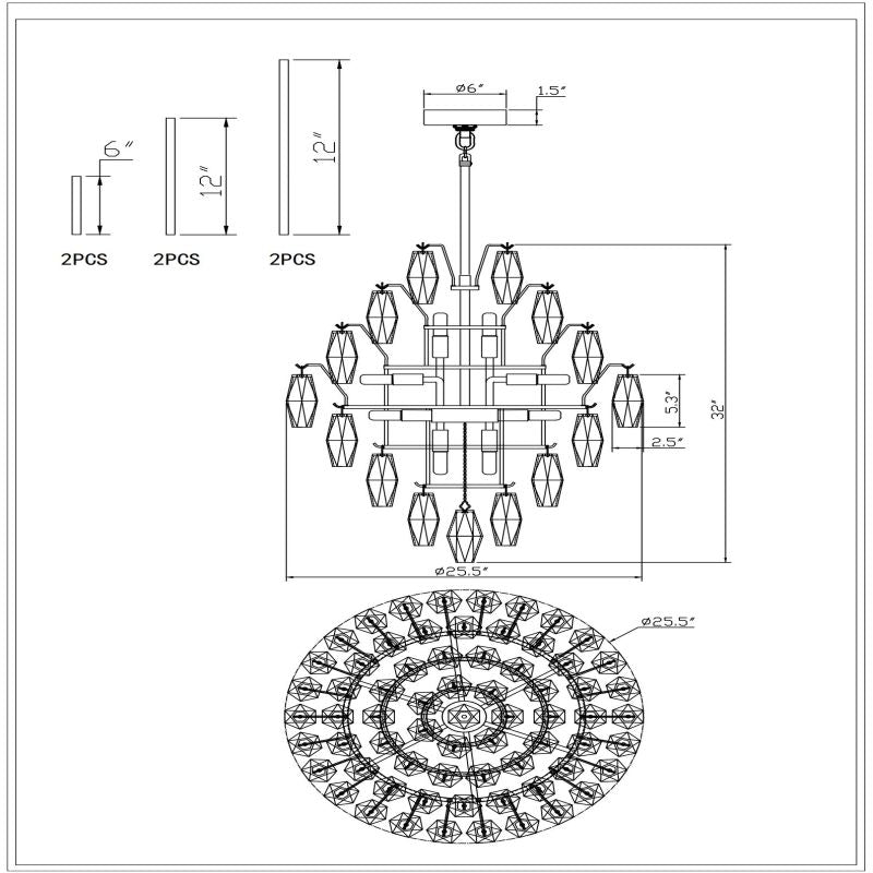 Skylark Glass Large Pndant Chandelier