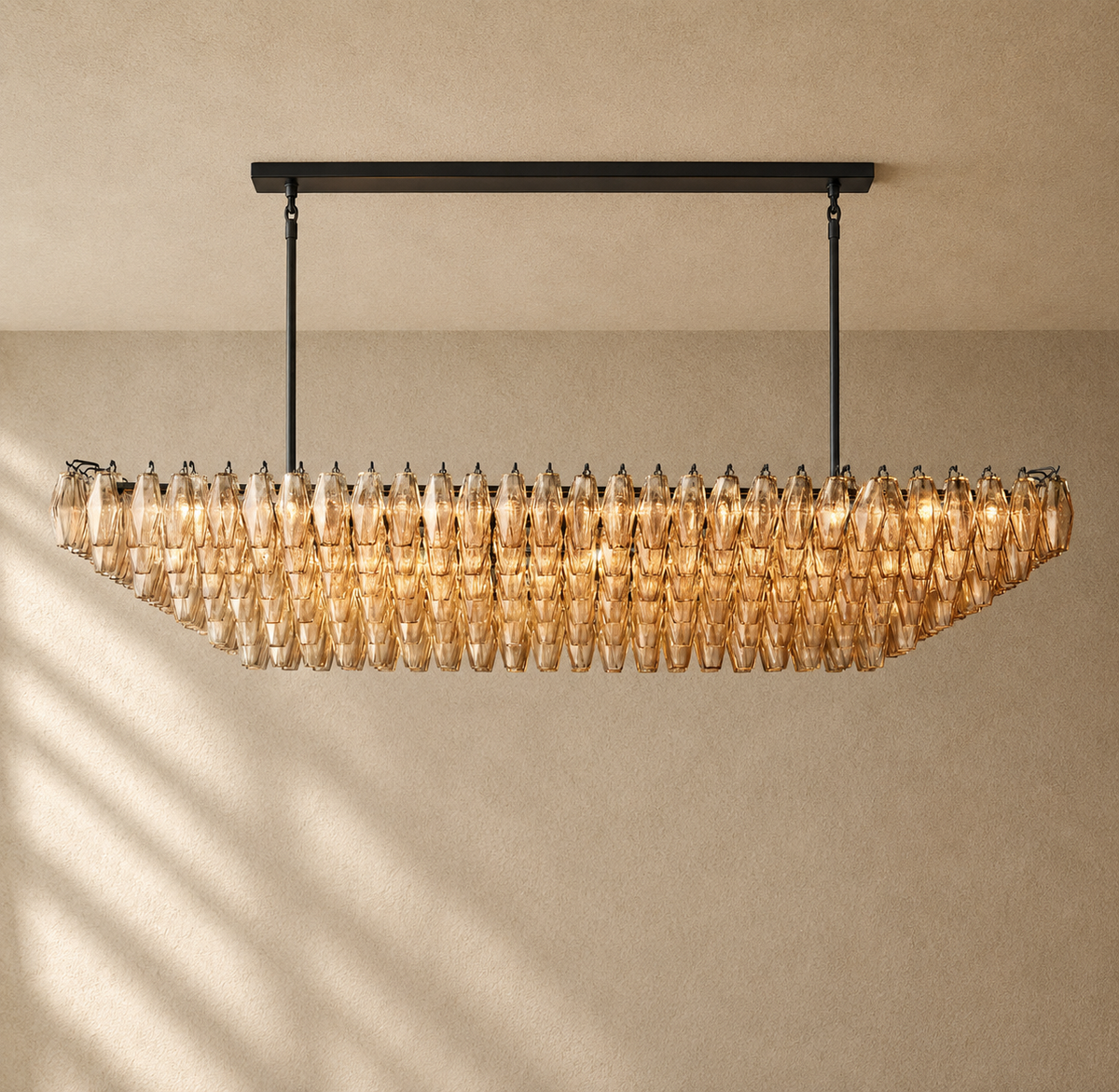 Chiaramn Glass Tired Rectangular Chandelier 54"74"