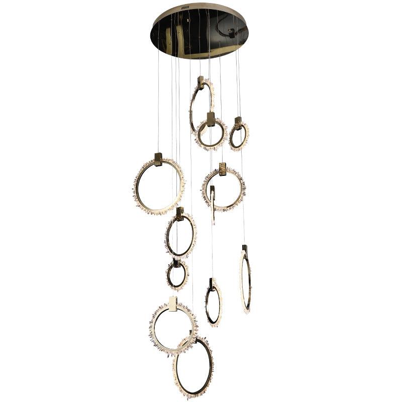 Savoy Crystal Cluster 12 Rings Staircase Chandelier