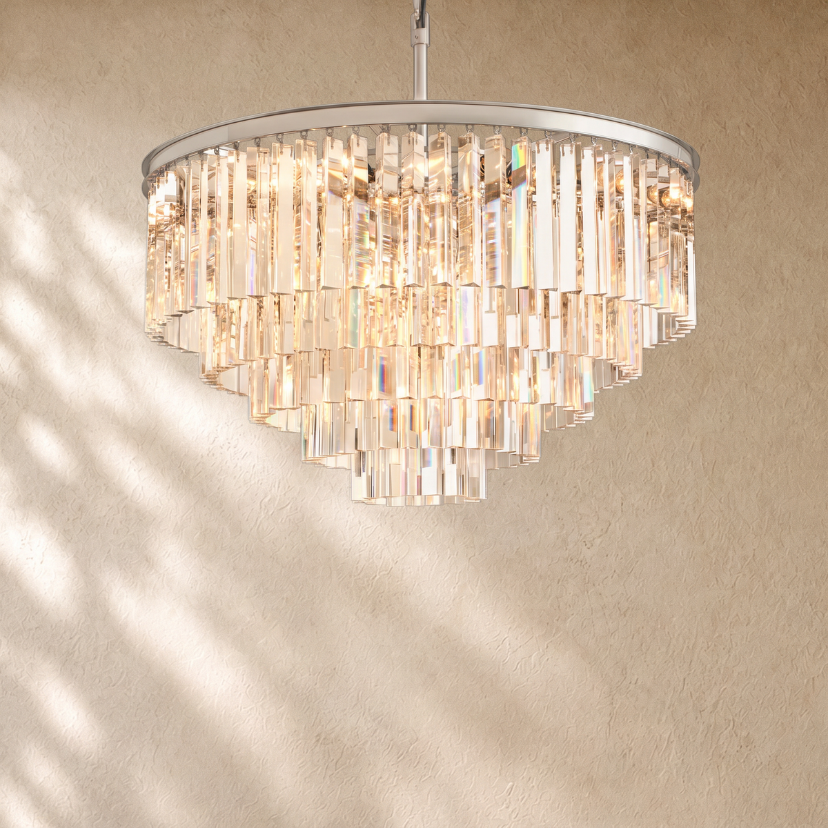 1920s Round Crystal Chandelier