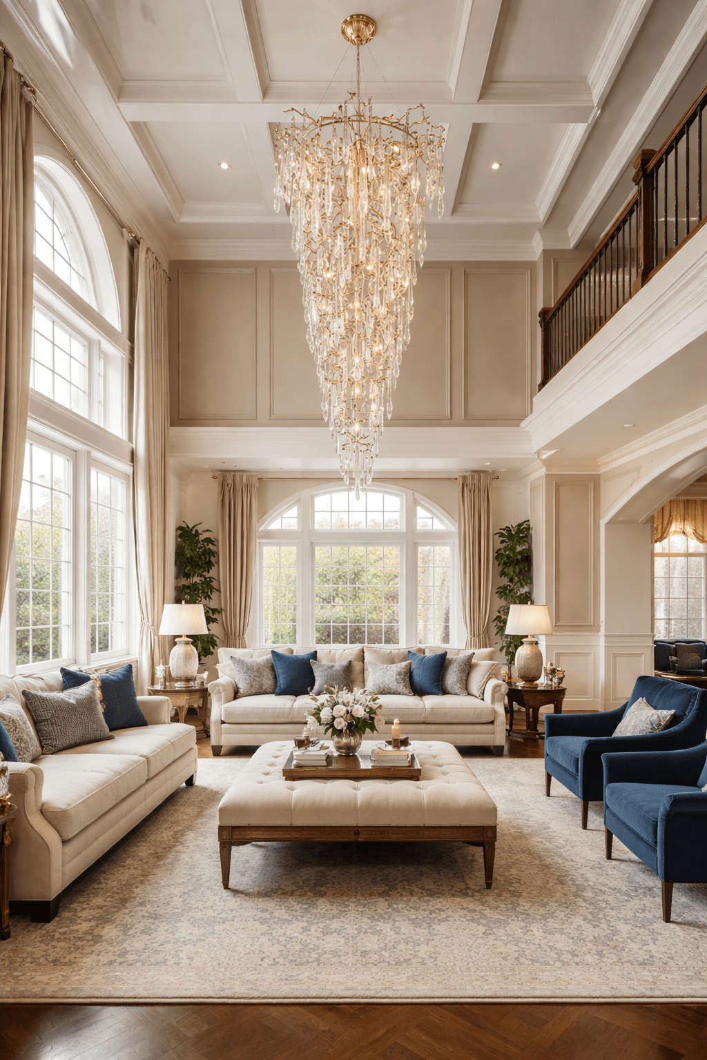 2 - Story Tree Branch Staircase Crystal Chandelier - cyranlamps