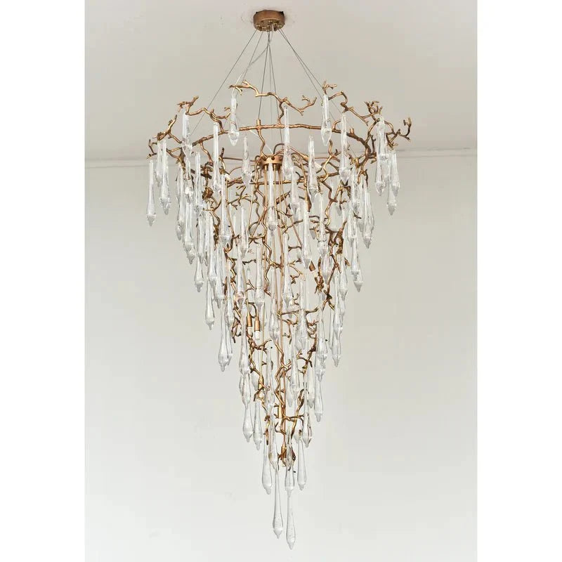 2 - Story Tree Branch Staircase Crystal Chandelier - cyranlamps