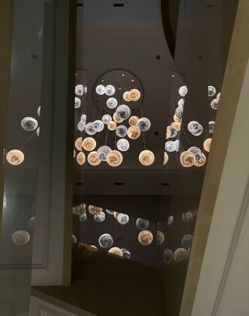 2023 New Nordic Planet Creative Long Pendant Chandelier For Staircase/Foyer/High - ceiling Hallway - cyranlamps