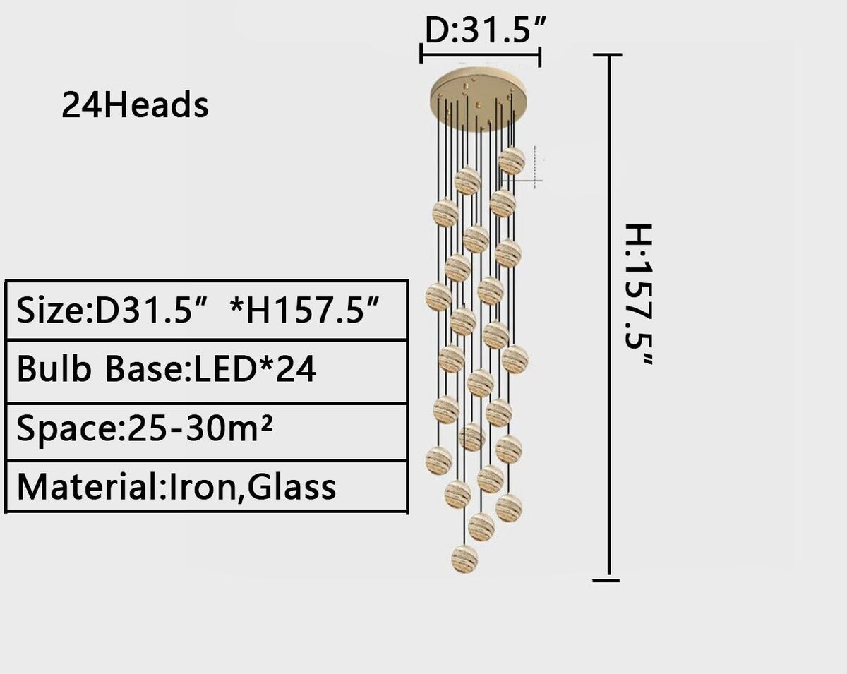 2023 New Nordic Planet Creative Long Pendant Chandelier For Staircase/Foyer/High - ceiling Hallway - cyranlamps