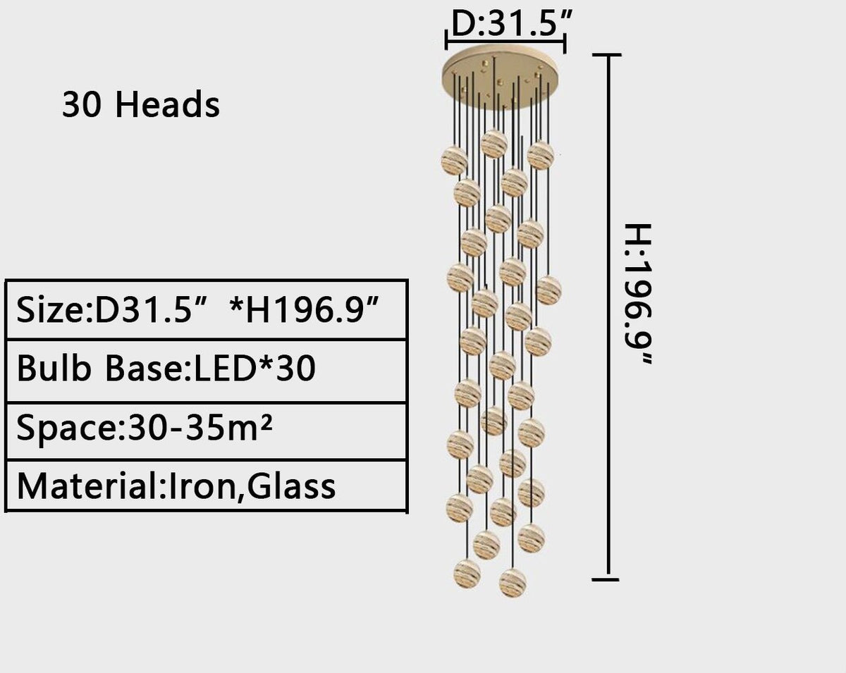 2023 New Nordic Planet Creative Long Pendant Chandelier For Staircase/Foyer/High - ceiling Hallway - cyranlamps