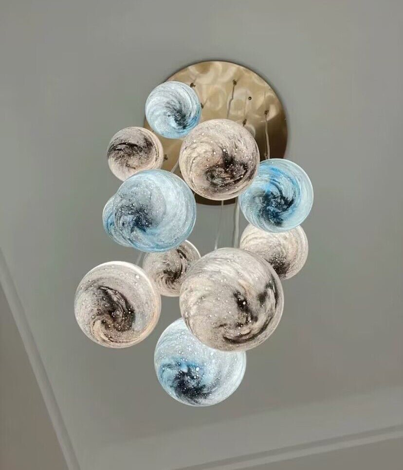 2023 New Nordic Planet Creative Long Pendant Chandelier For Staircase/Foyer/High - ceiling Hallway - cyranlamps