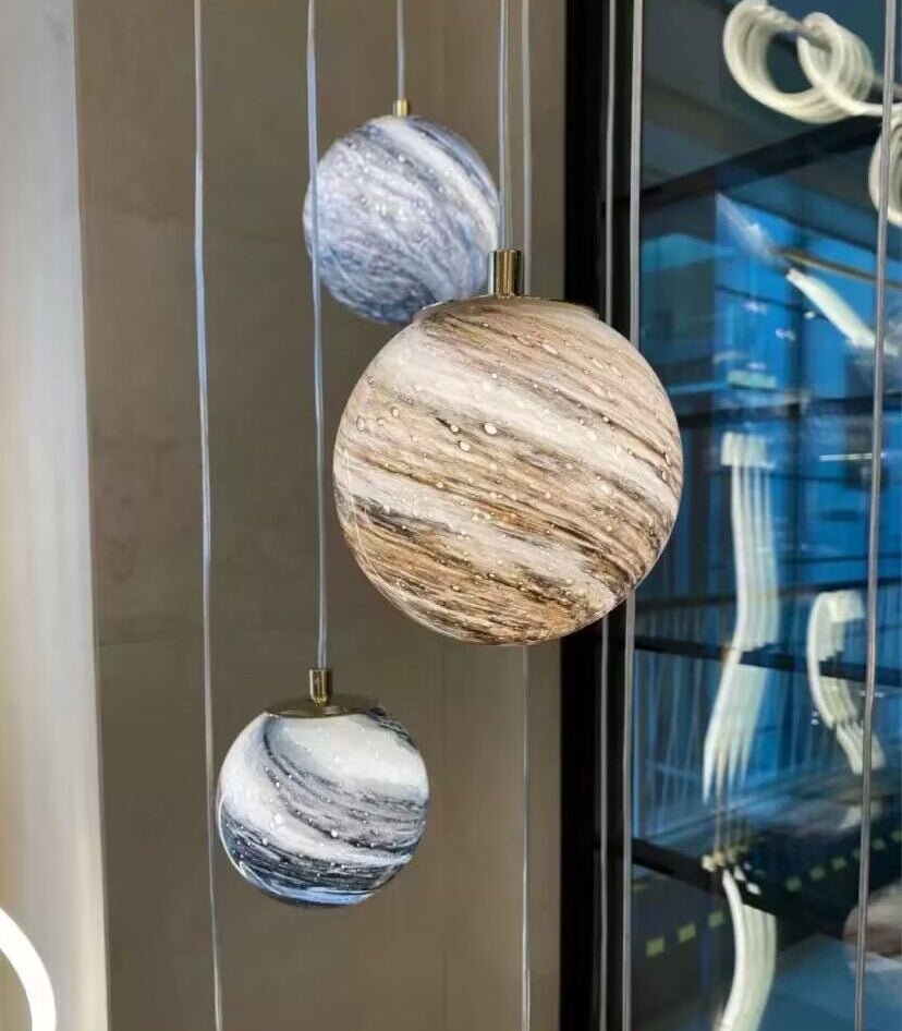 2023 New Nordic Planet Creative Long Pendant Chandelier For Staircase/Foyer/High - ceiling Hallway - cyranlamps