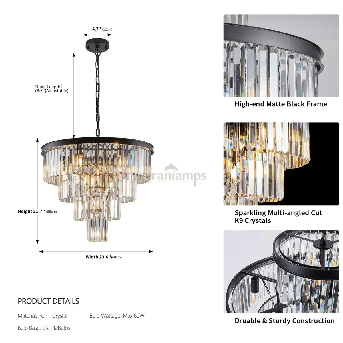 23" Gio Crystal Chandelier - cyranlighting