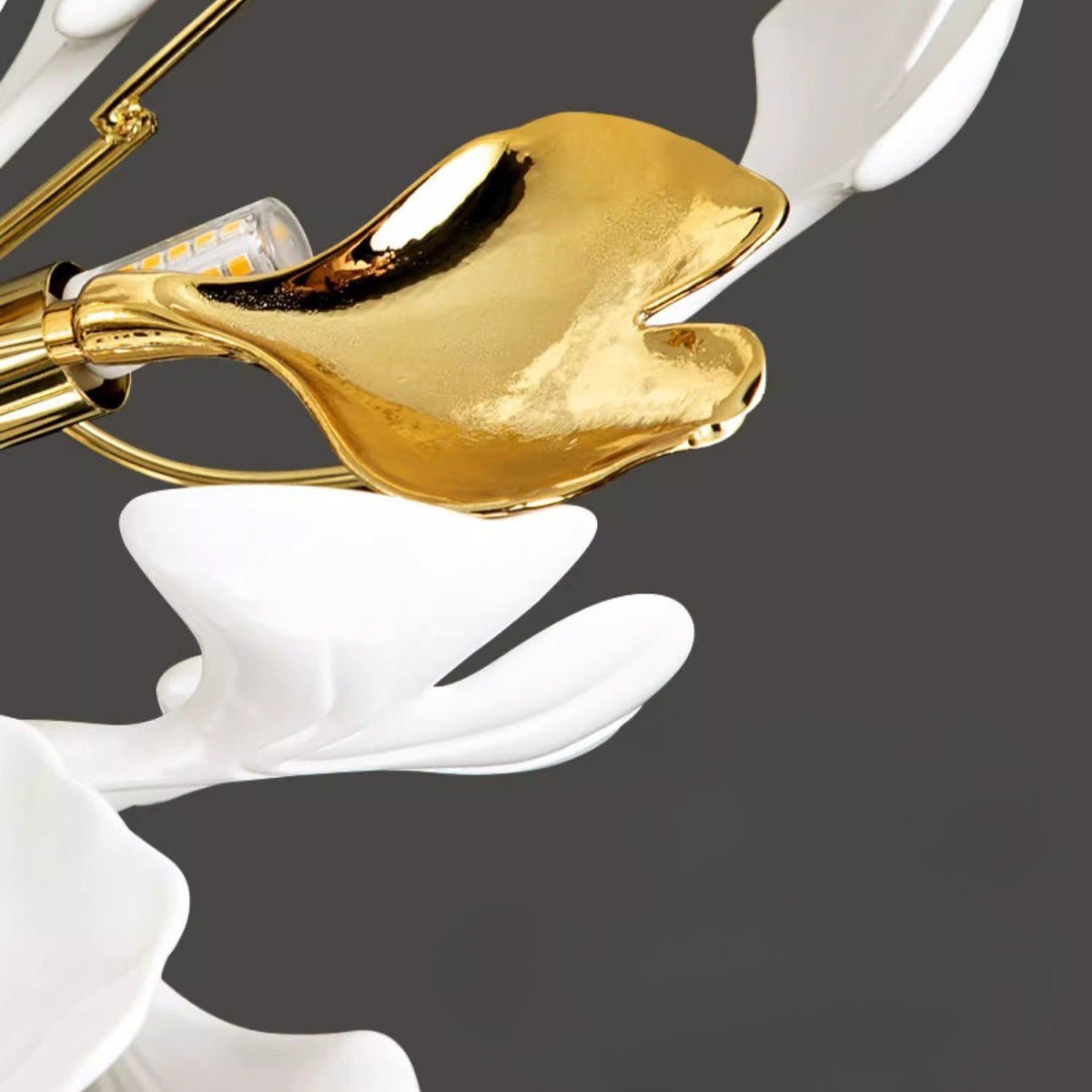 24 Light Gold Chandelier, Luxury Ginkgo Branch Chandelier for Staircase - cyranlamps