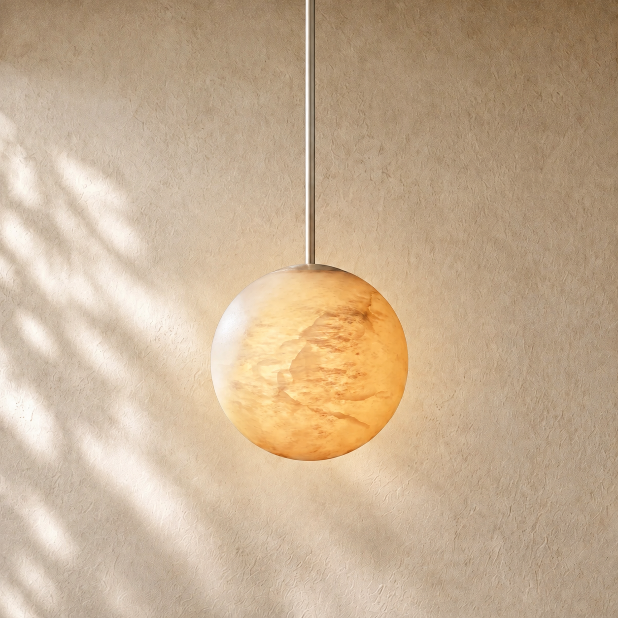 Hand-Carver Alabaster Globe Pendant