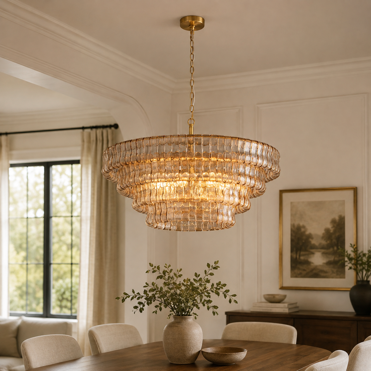 Verdea Round Glass Chandelier