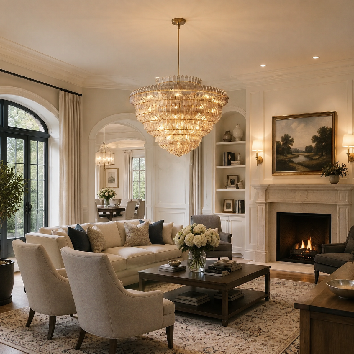 Ameliano Glass Round Chandelier