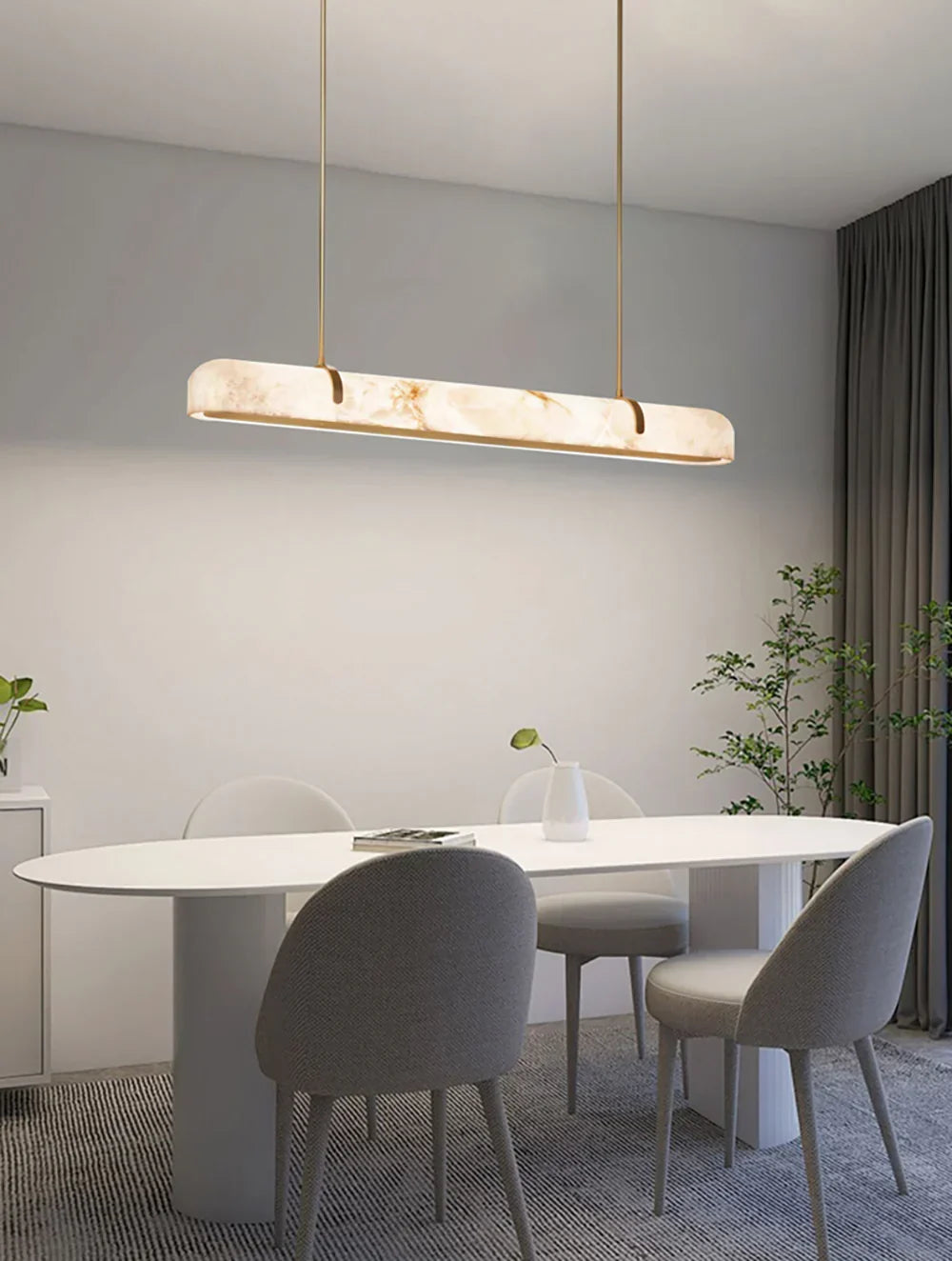 Linear Alabaster Chandelier, Kitchen Island Pendant Light