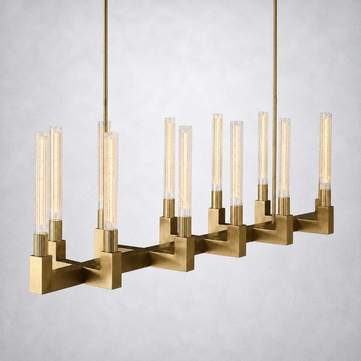 Imperial Glass Linear Chandelier 67"