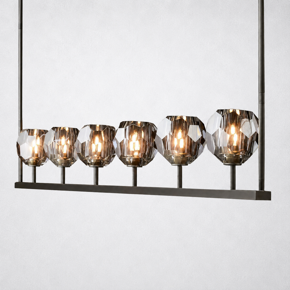 Meridian Cristal Linear Chandelier Smoke 60"