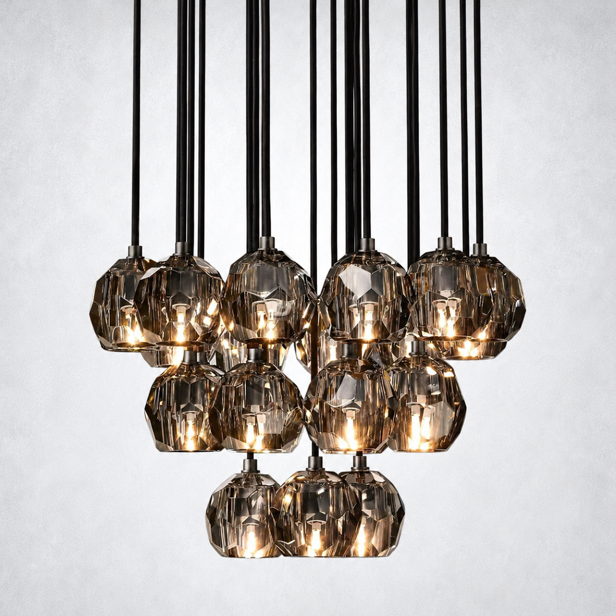 Meridian Smoke Crystal Cluster Chandelier 24"
