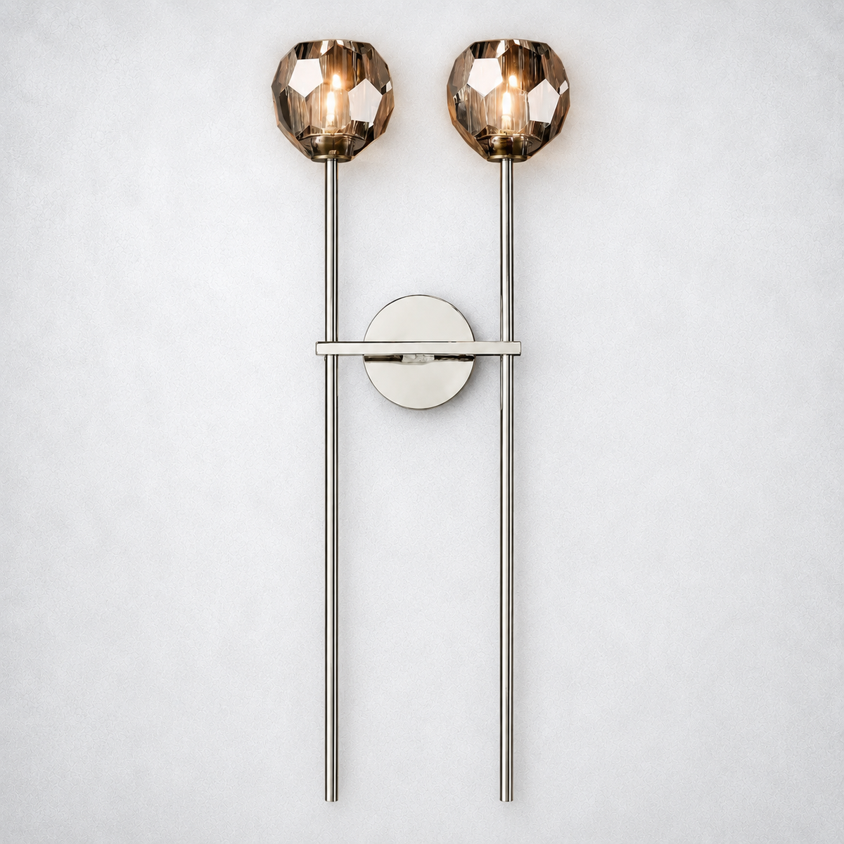 Meridian Smoke Crystal Grand Double Sconce 28''