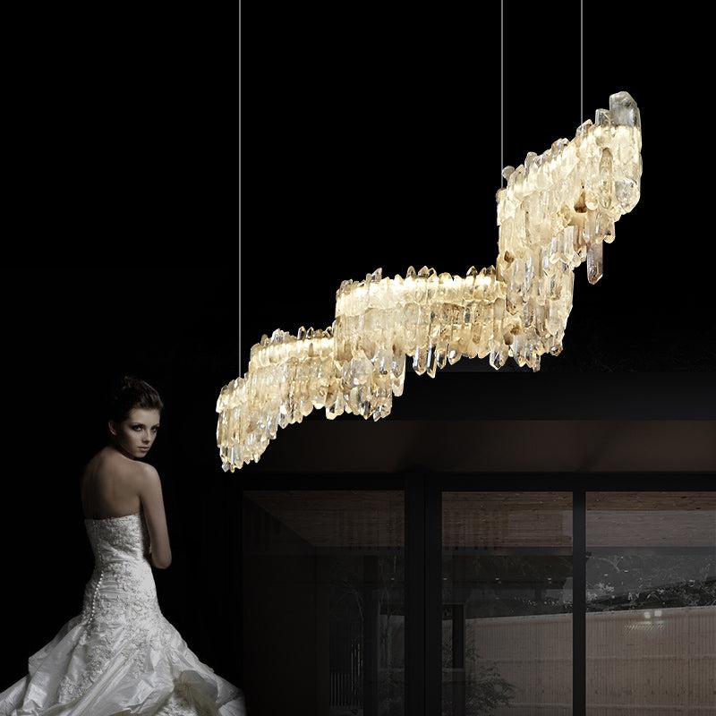 Savoy Crystal Cluster Linear Chandelier