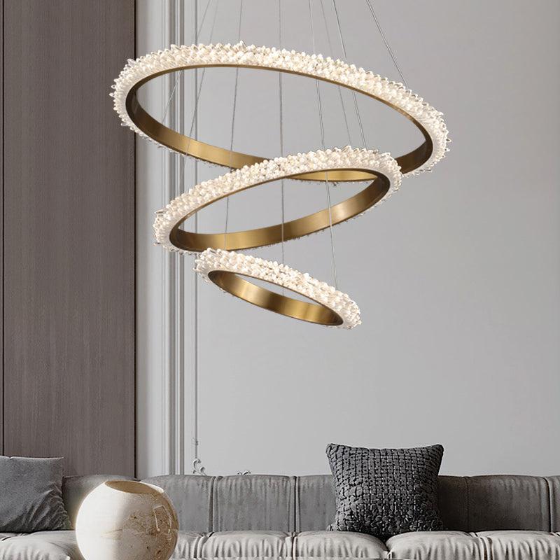 Savoy Contemporary K9 Crystal Halo Ring Foyer Chandelier