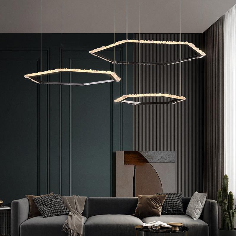 Savoy Hexagon Rock Crystal Ring Chandelier