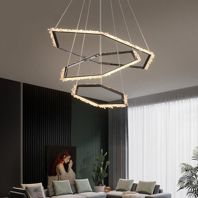 Savoy Hexagon Rock Crystal Ring Chandelier