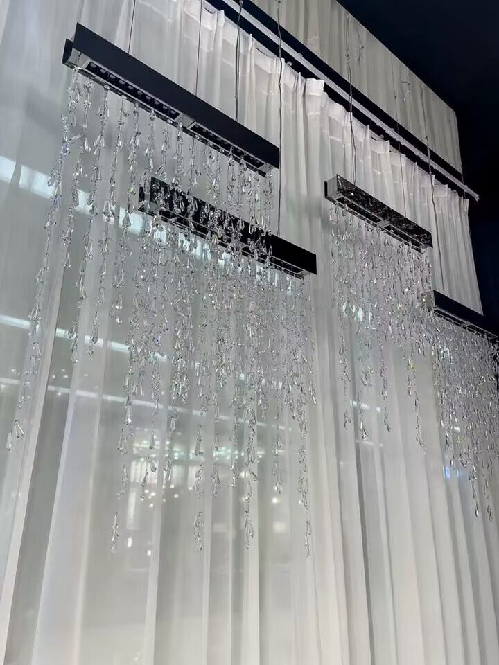 New Modern Creative Light Luxury Tassel Long Crystal Chandelier Designer Models Dining Table/Bar Light Fixture