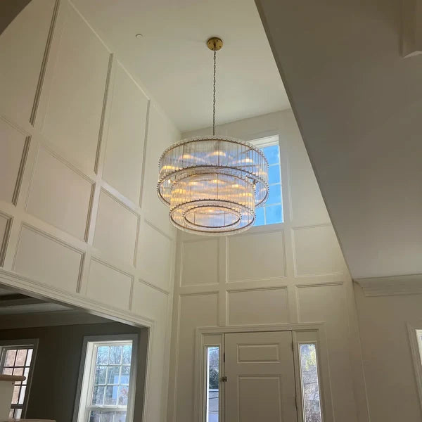 San Marcon Glass Two-Tier Round Chandelier