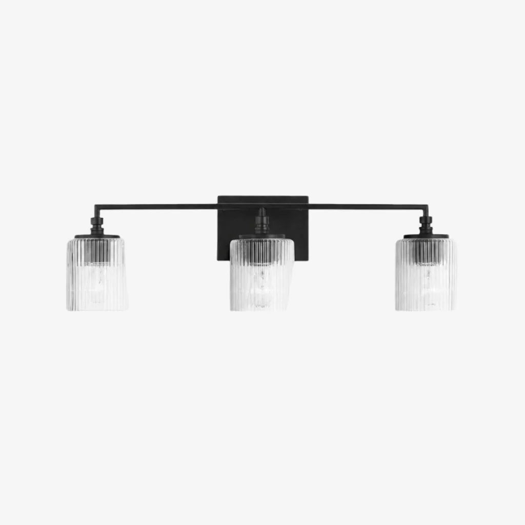 Mergelighting Veyra Modern 3-Light Ribbed Glass Cylinder Wall Lamp