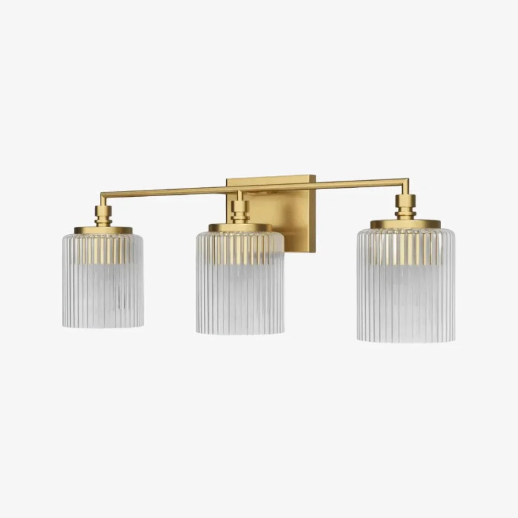 Mergelighting Veyra Modern 3-Light Ribbed Glass Cylinder Wall Lamp