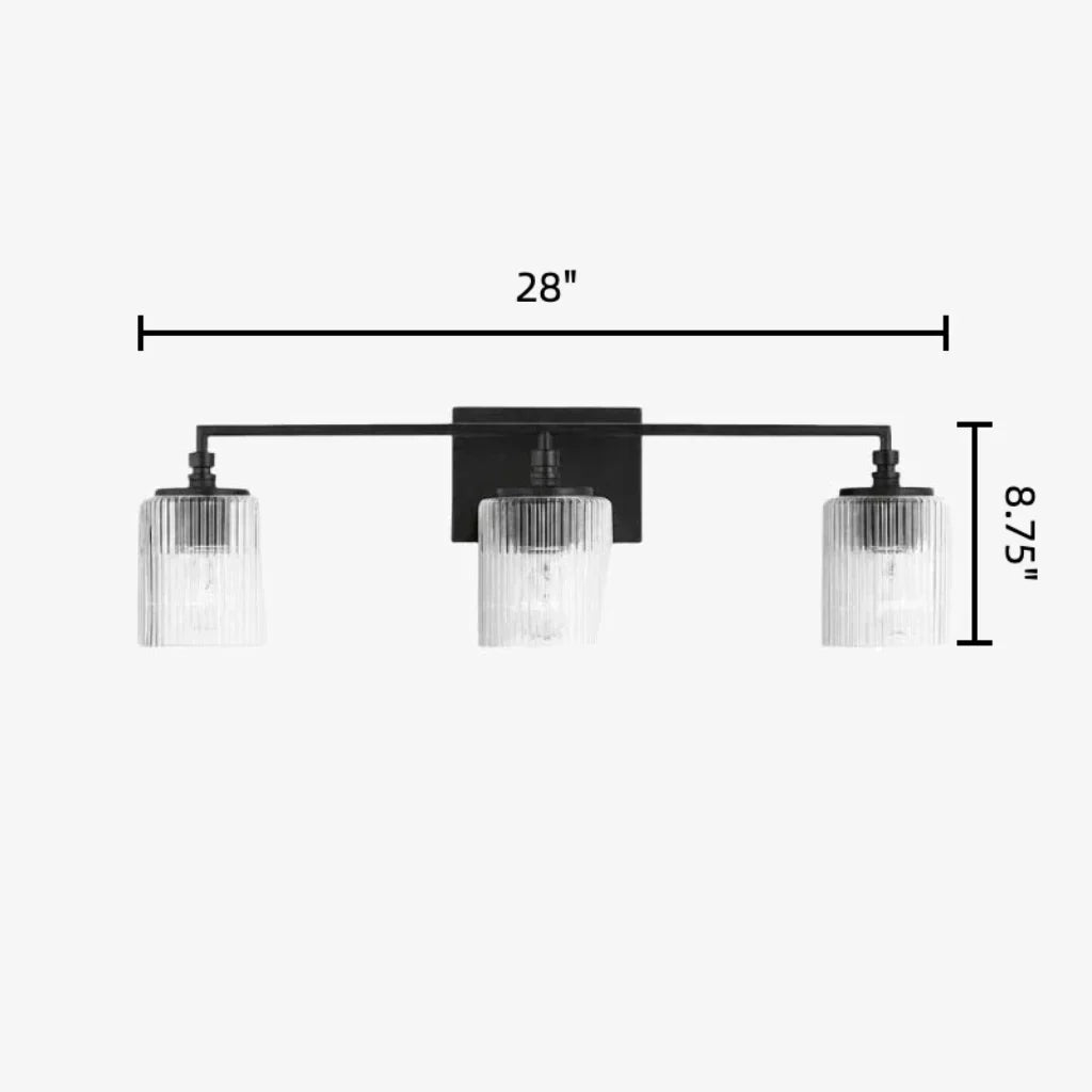 Mergelighting Veyra Modern 3-Light Ribbed Glass Cylinder Wall Lamp