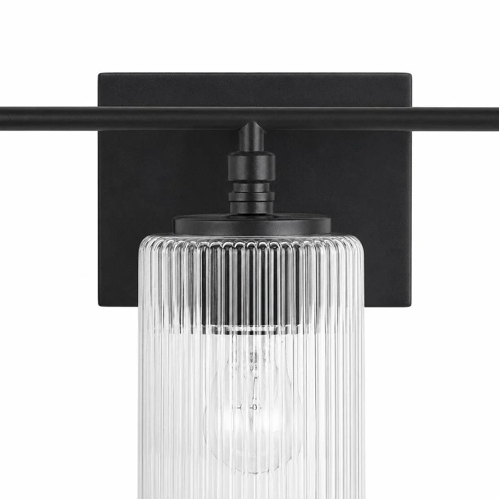 Mergelighting Veyra Modern 3-Light Ribbed Glass Cylinder Wall Lamp