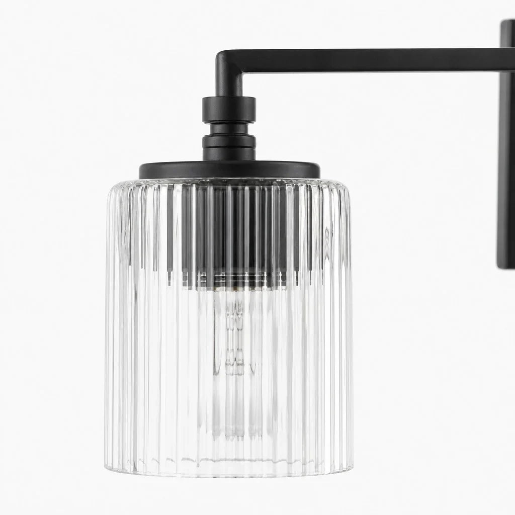 Mergelighting Veyra Modern 3-Light Ribbed Glass Cylinder Wall Lamp