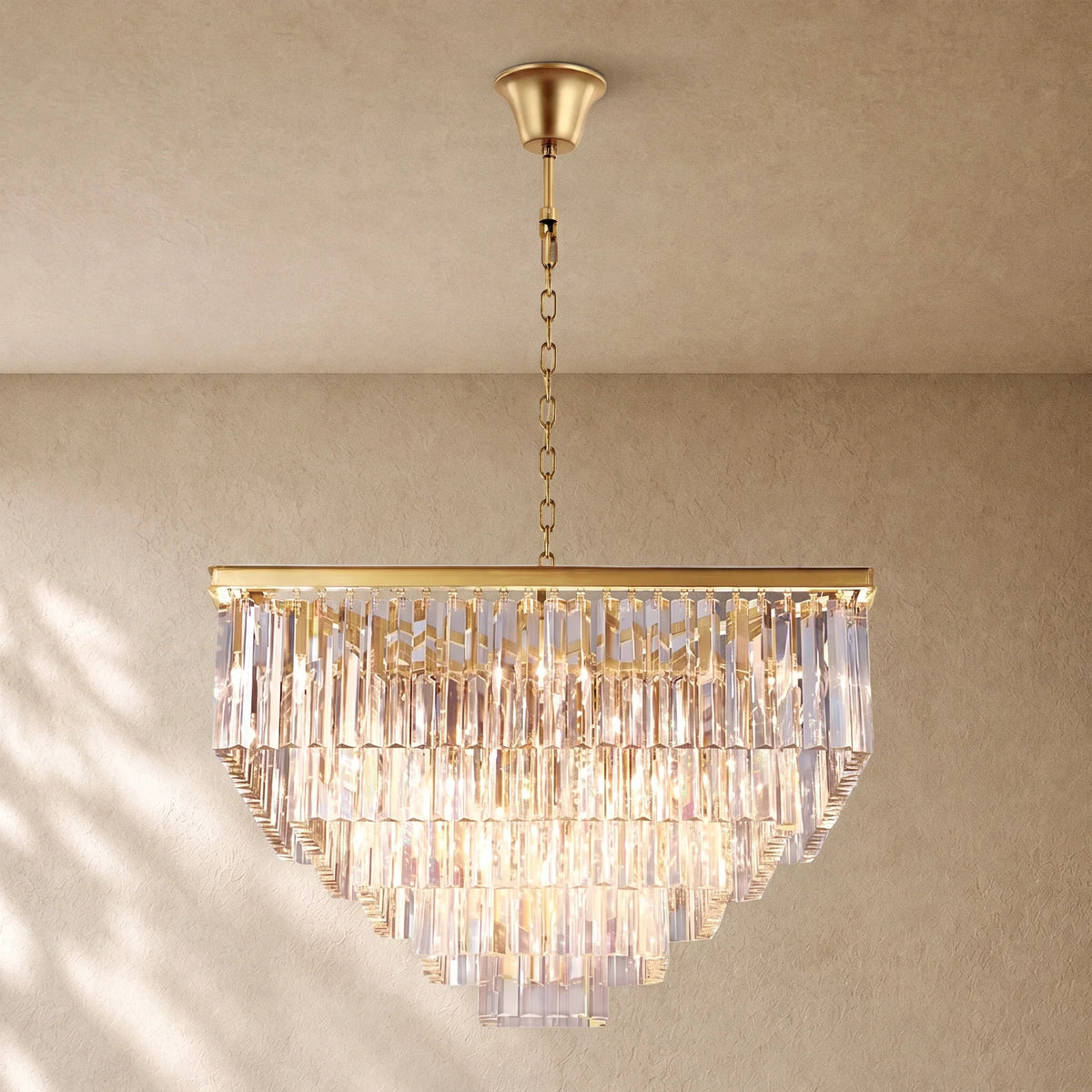 1920s Crystal Square Chandelier