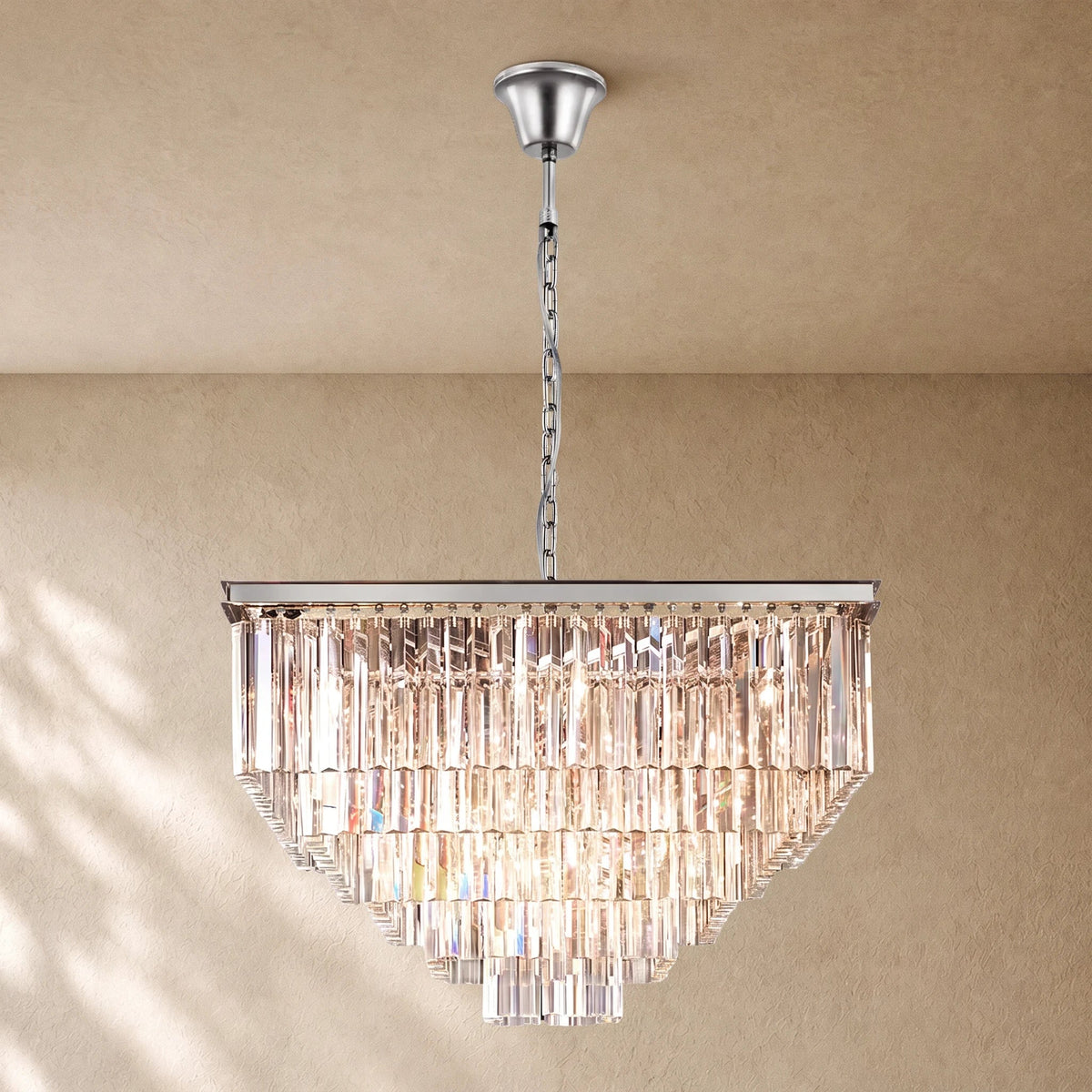 1920s Crystal Square Chandelier