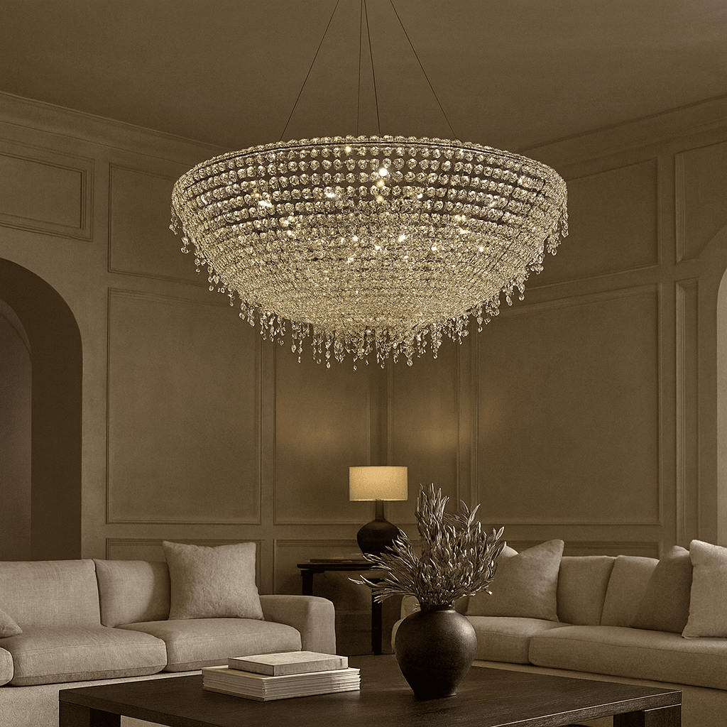 Adena Crystal Tassel Chandelier - cyranlamps