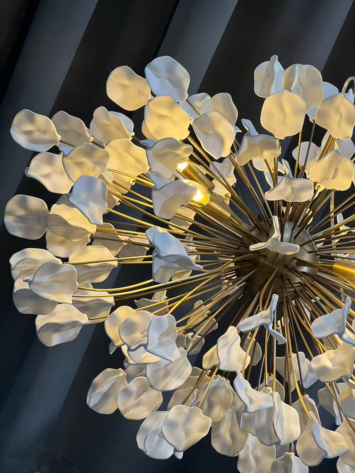 Lunaria Ceramic Leaves Chandelier 42''D