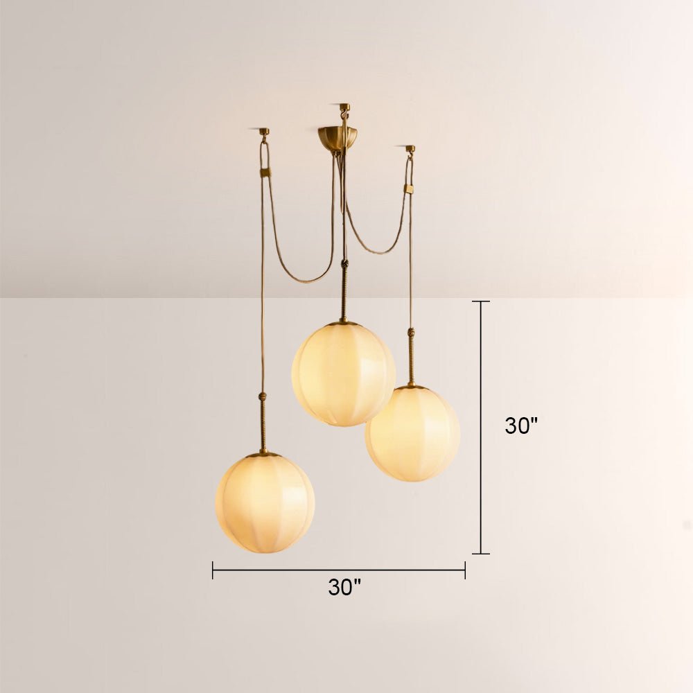 Agnes Multi - Globe Ribbed Opal Glass Chandelier - Cyran Lamps