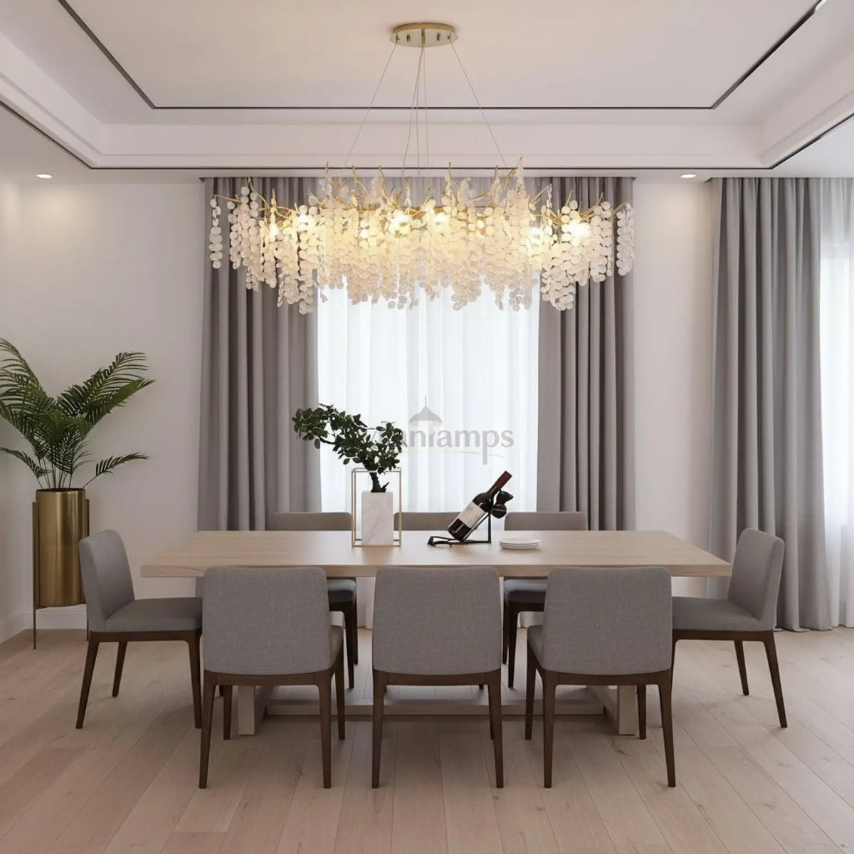 Albero Frost Glass Dining Chandelier - cyranlighting