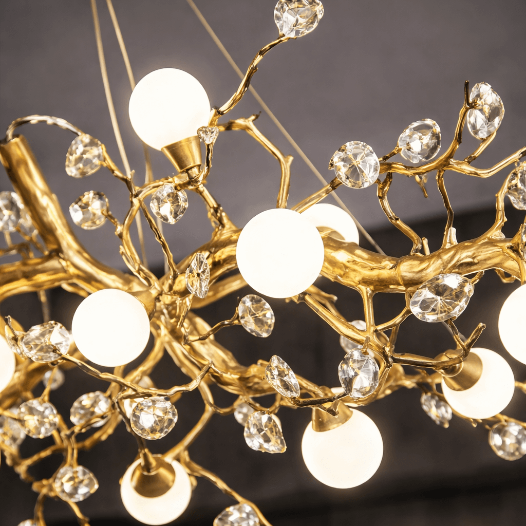 Albero Sculptural Gold Branch Chandelier - cyranlamps