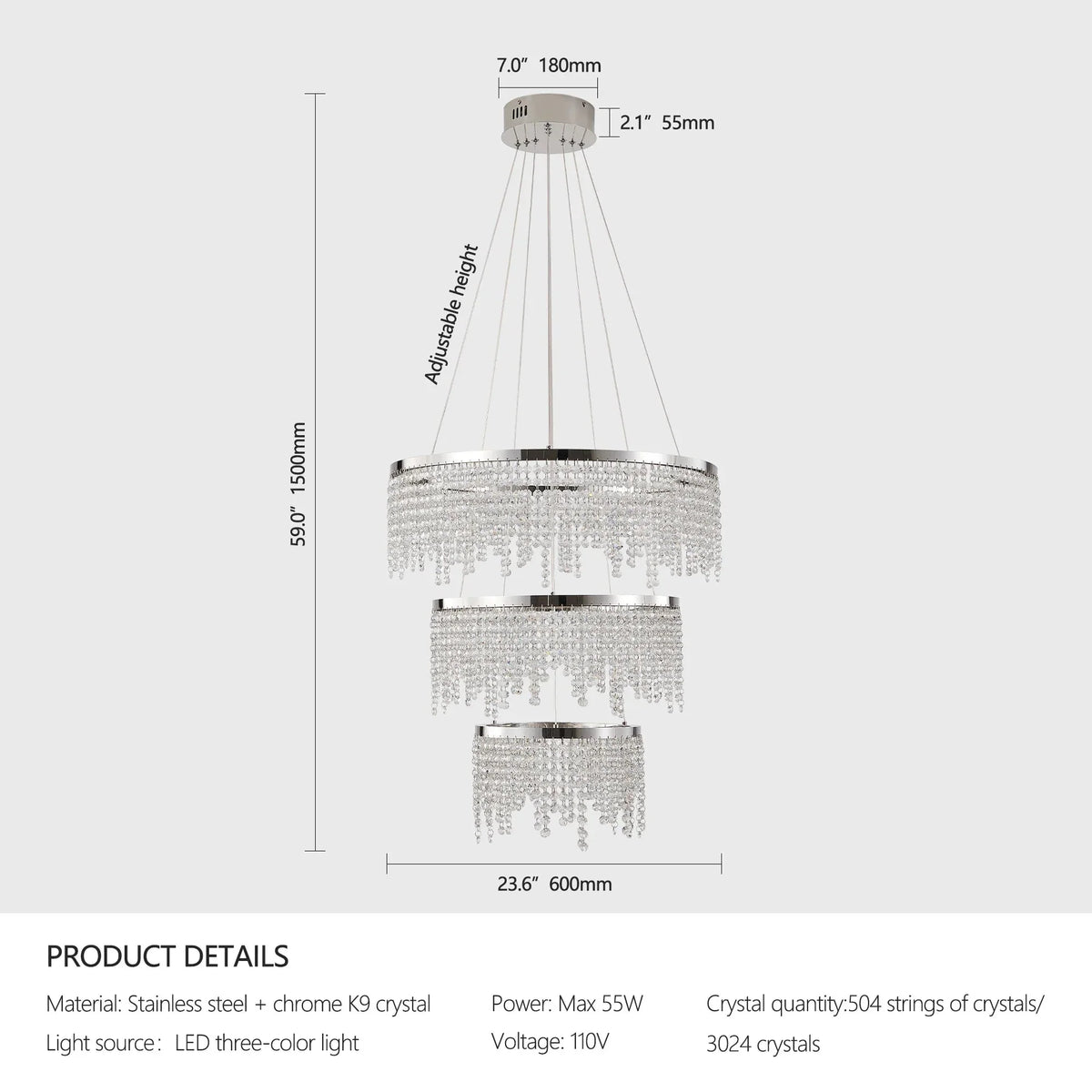 Alleri Crystal Foyer Chandelier - cyranlamps