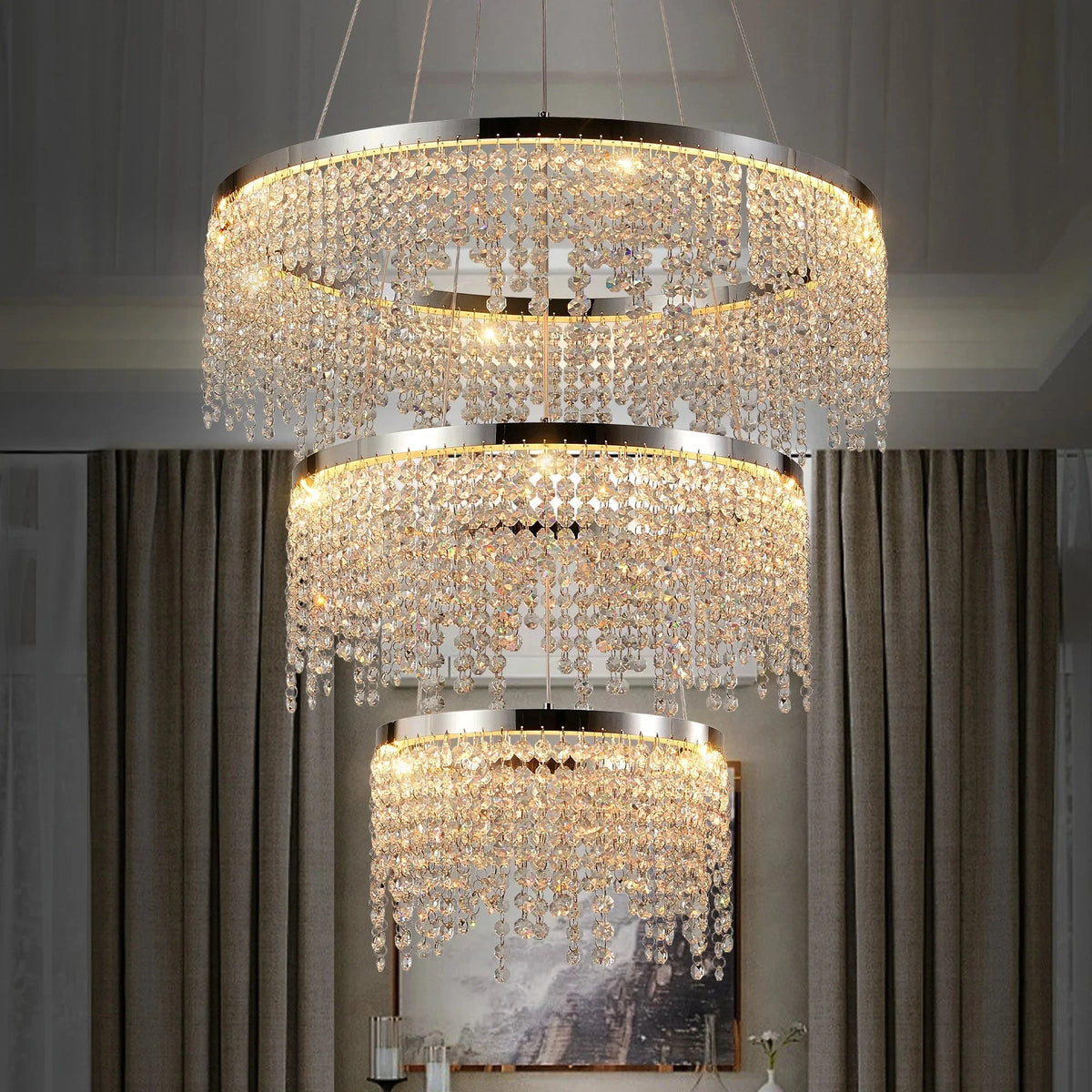 Alleri Crystal Foyer Chandelier - cyranlamps