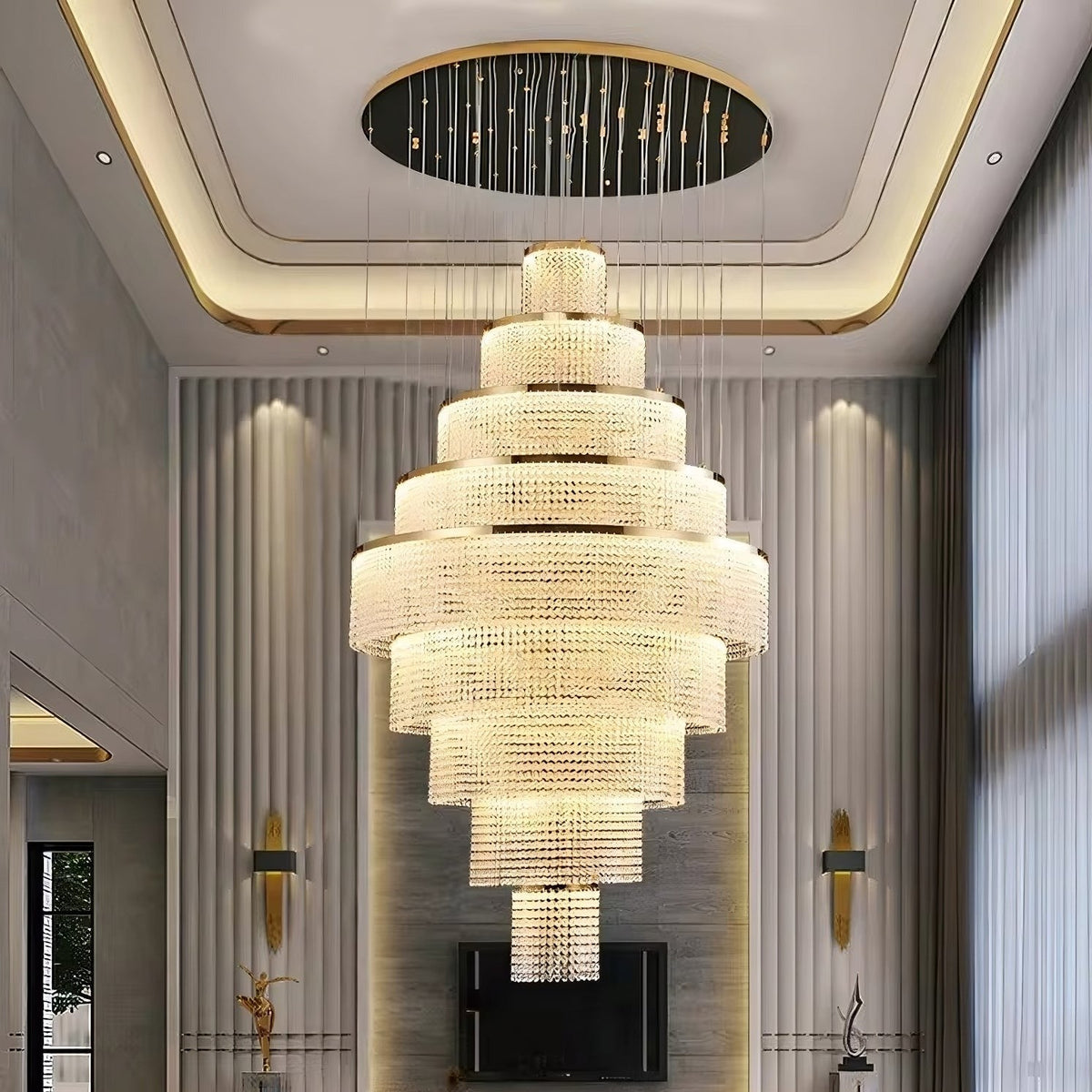 Alleri Crystal Staircase Chandelier - cyranlamps