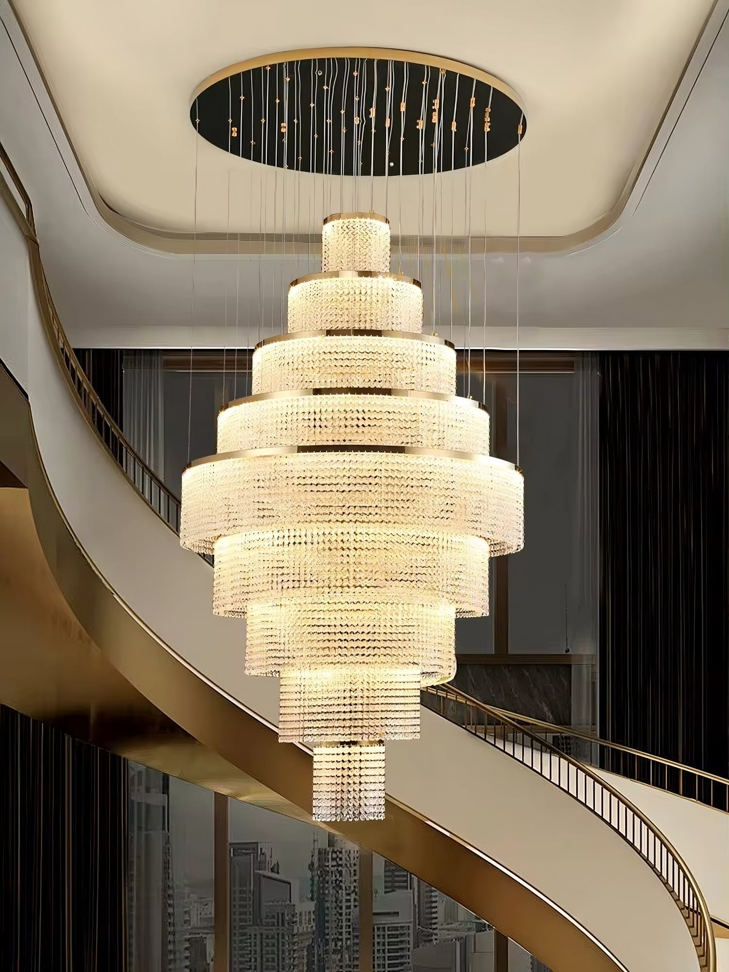 Alleri Crystal Staircase Chandelier - cyranlamps