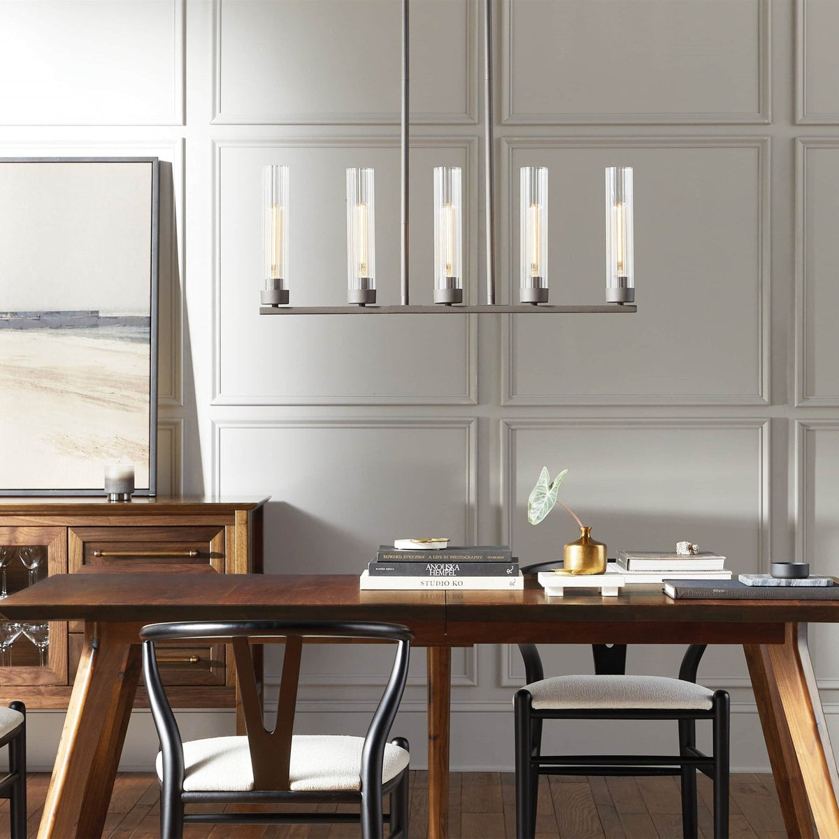 Andreas Glass Linear Chandelier Lighting - cyranlamps