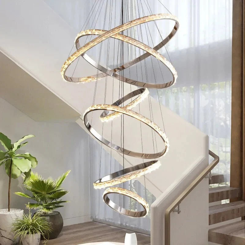 Argento Modern 6 - Tier Crystal Ring Chandelier - cyranlamps