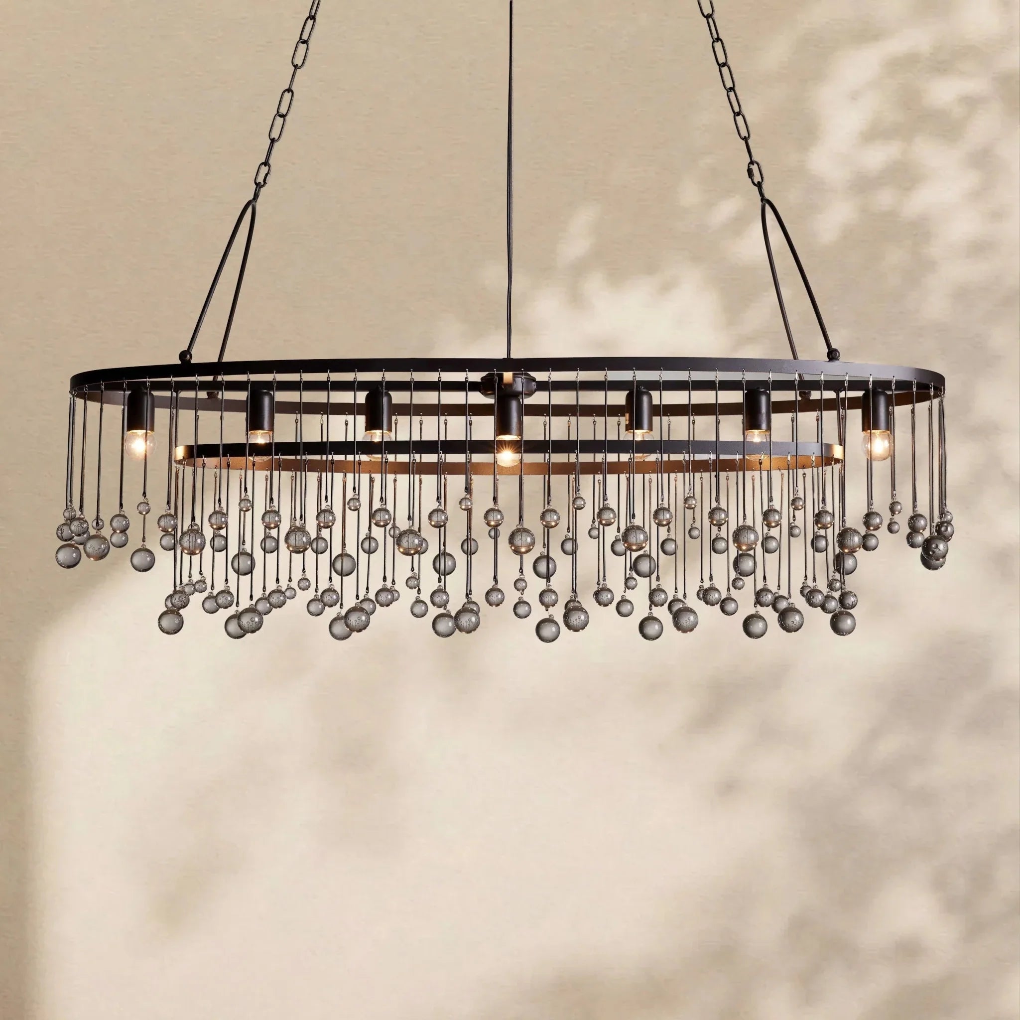 Aubrey Crystal Ball Oval Chandelier 7 Lights - Cyran Lamps