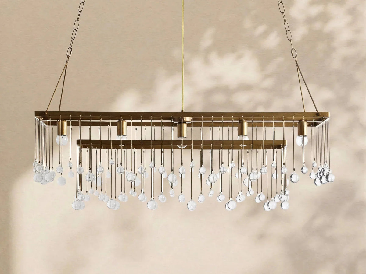 Aubrey Crystal Ball Rectangular Chandelier 47'' 60'' - Cyran Lamps