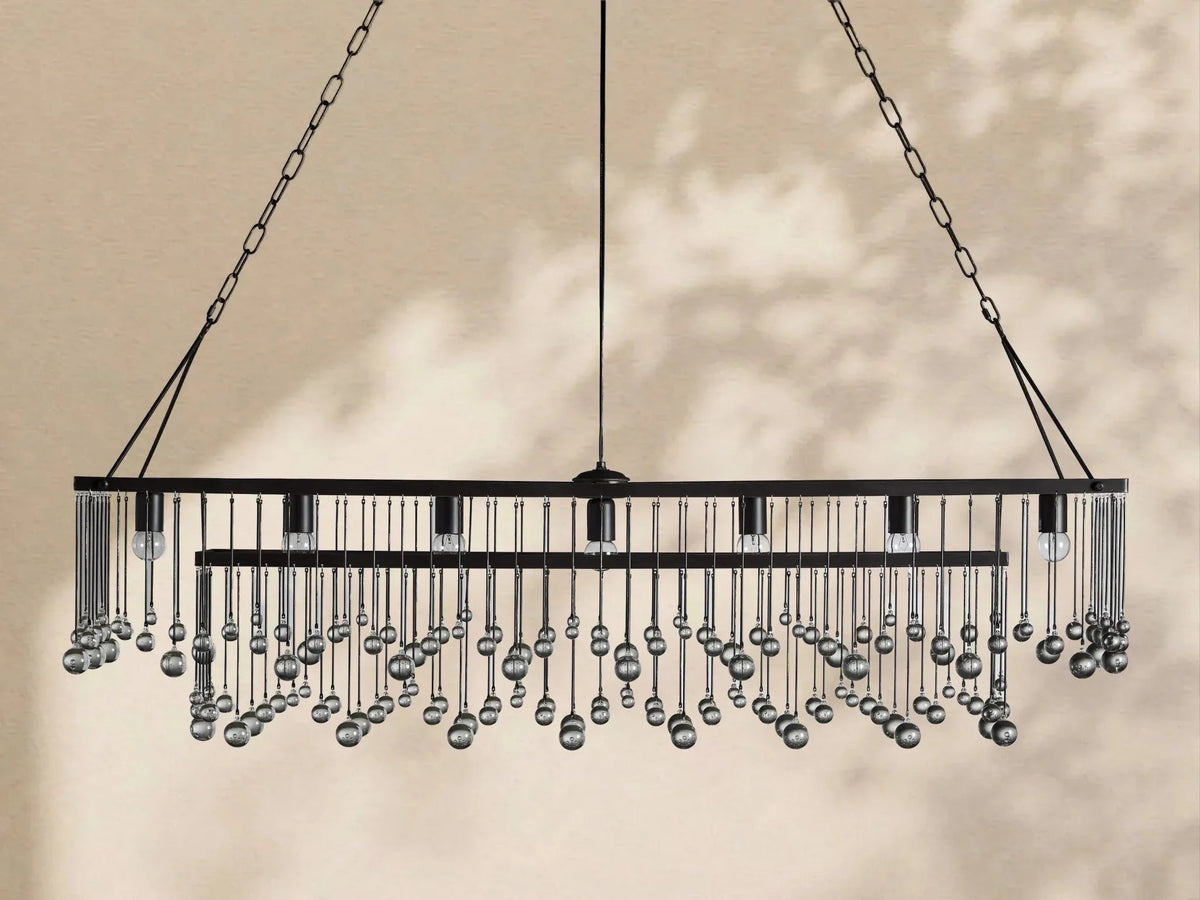 Aubrey Crystal Ball Rectangular Chandelier 47'' 60'' - Cyran Lamps