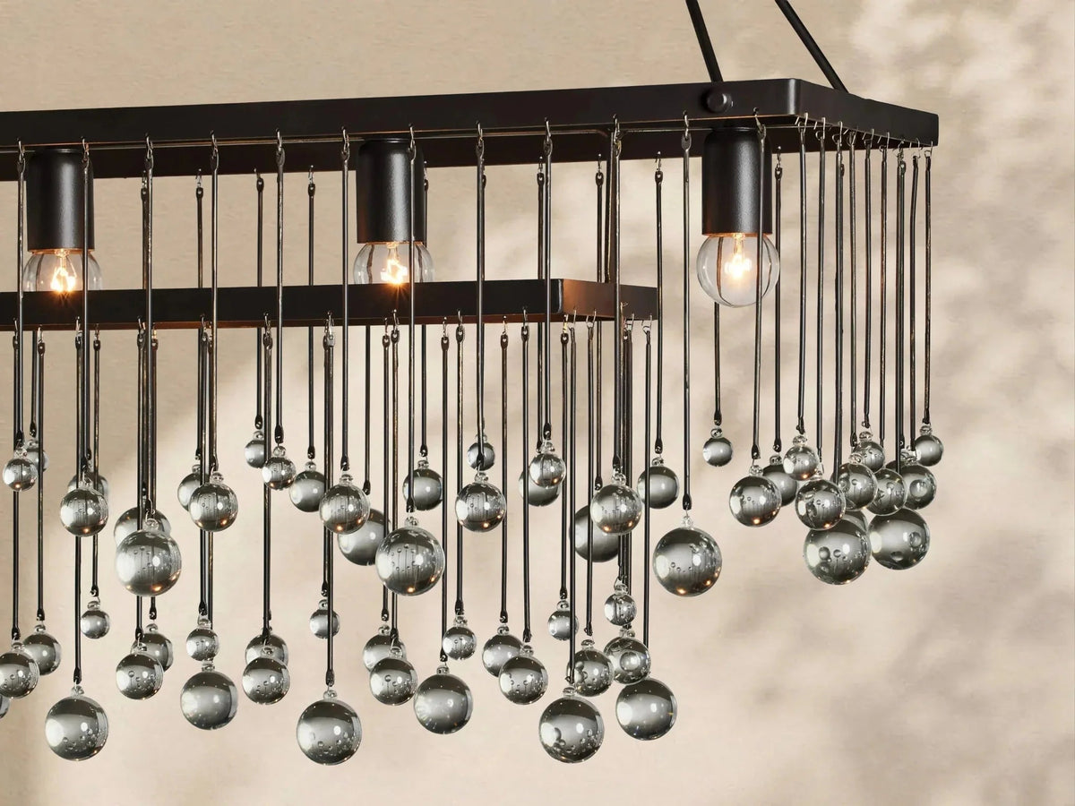 Aubrey Crystal Ball Rectangular Chandelier 47'' 60'' - Cyran Lamps