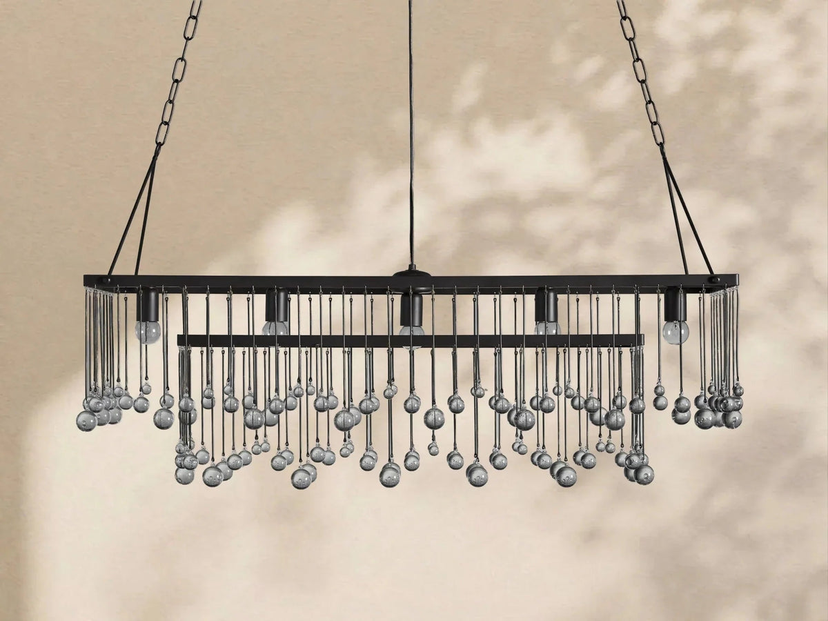 Aubrey Crystal Ball Rectangular Chandelier 47'' 60'' - Cyran Lamps